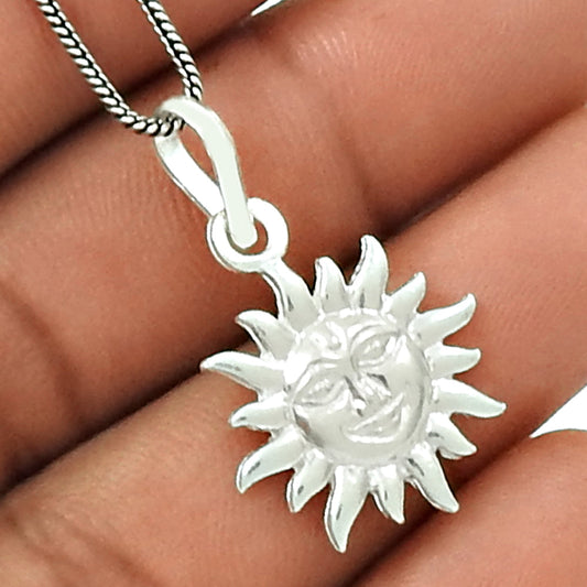 925 Solid Sterling Silver Sun Pendant Jewelry