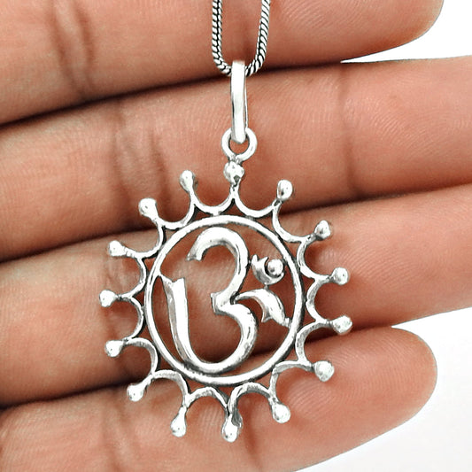 Solid Sterling Silver Om Pendant Indian Jewelry