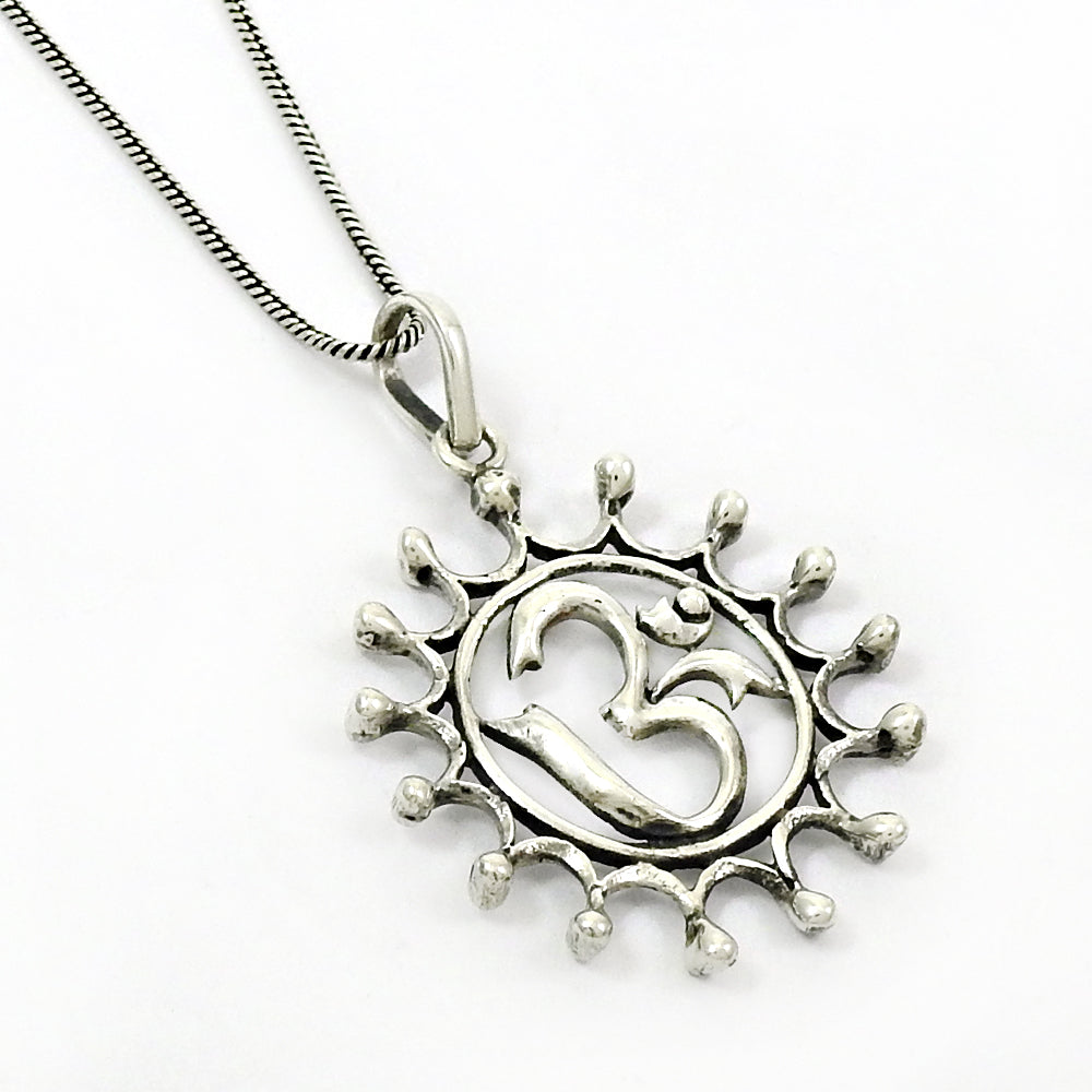 Solid Sterling Silver Om Pendant Indian Jewelry