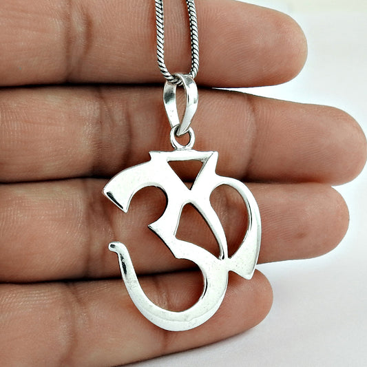 925 Silver Handmade Om Pendant Religious Jewelry