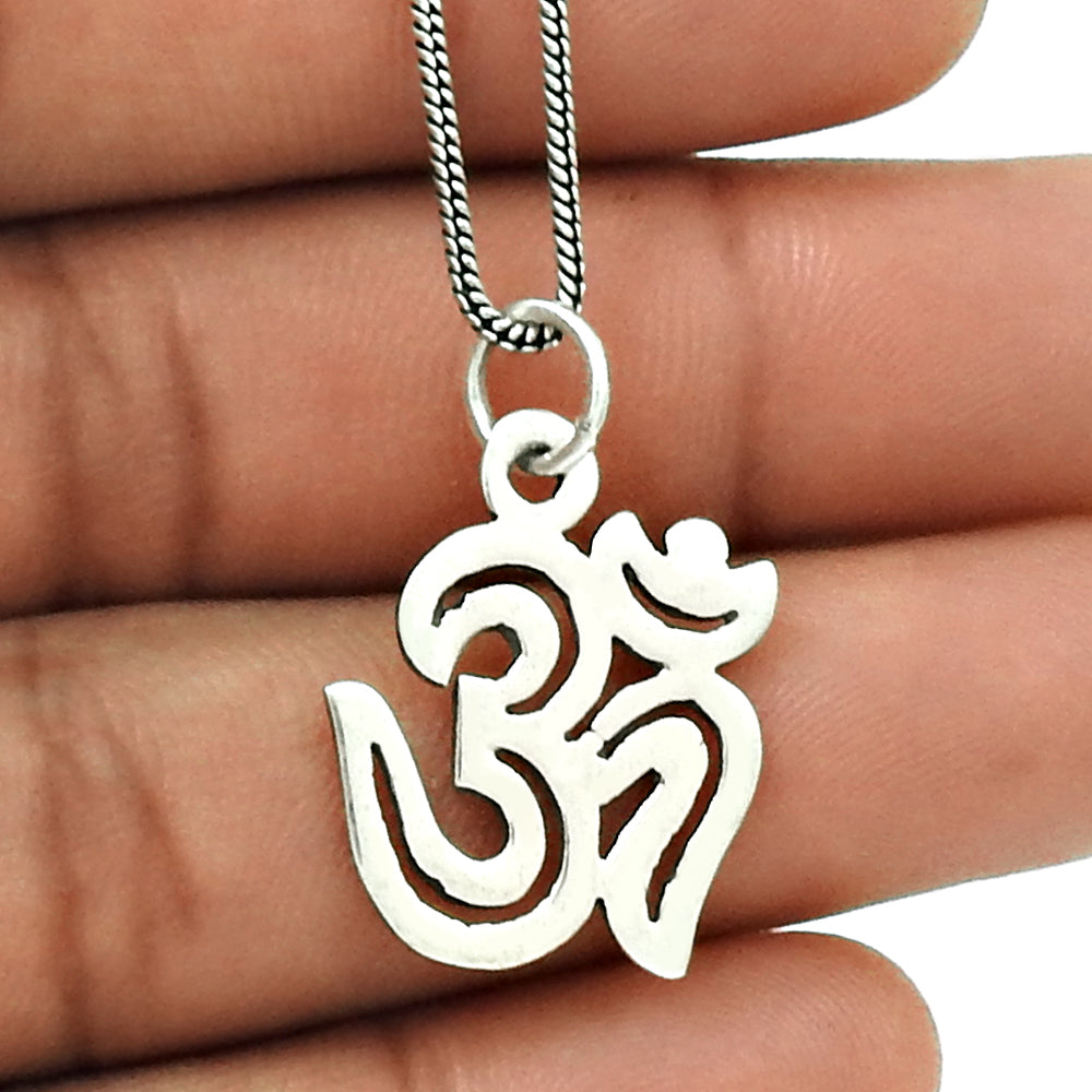 925 Solid Sterling Silver Om Pendant