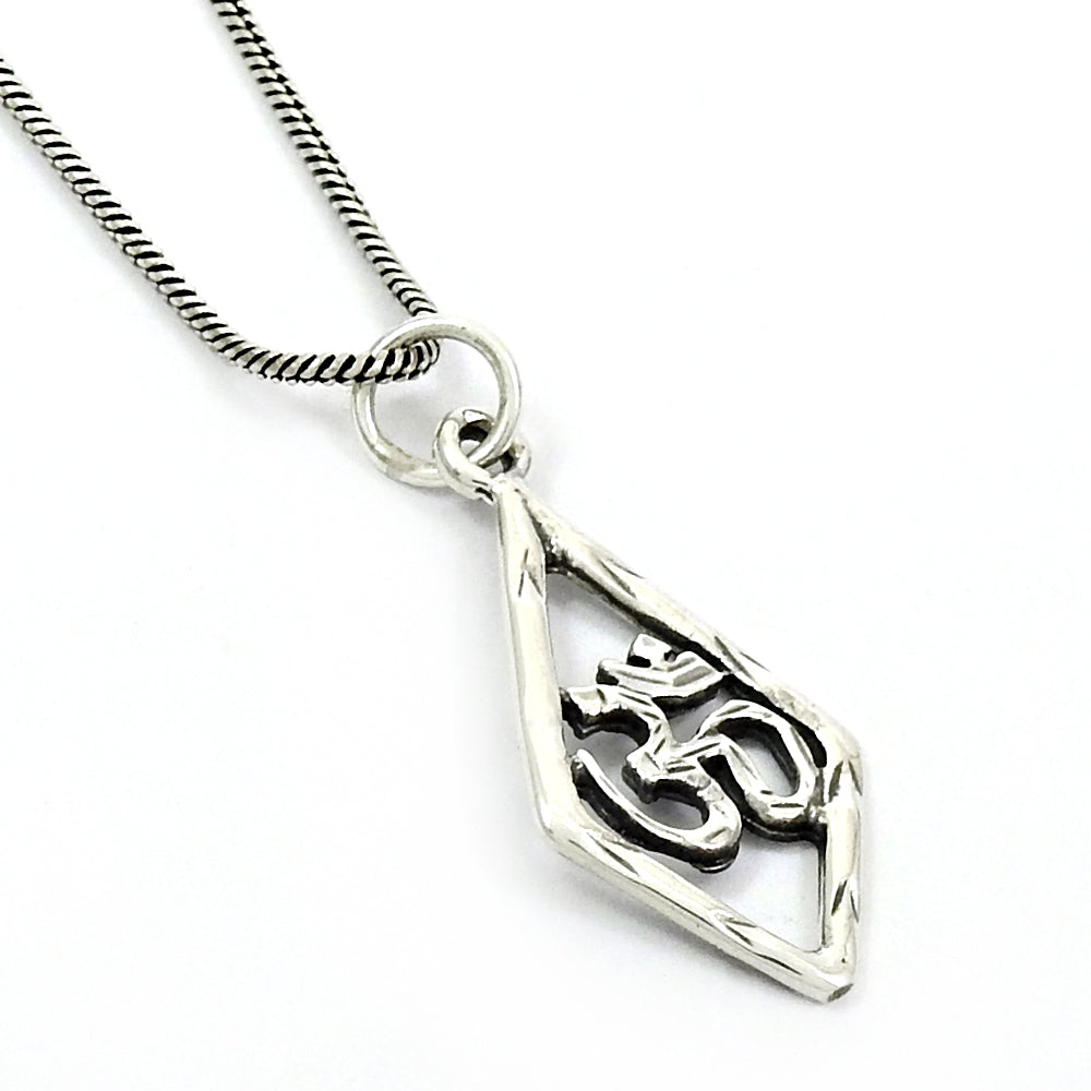 925 Sterling Solid Silver Om Pendant Indian Religious Jewelry