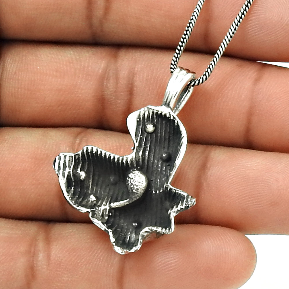 925 Solid Sterling Silver Oxidized Pendant