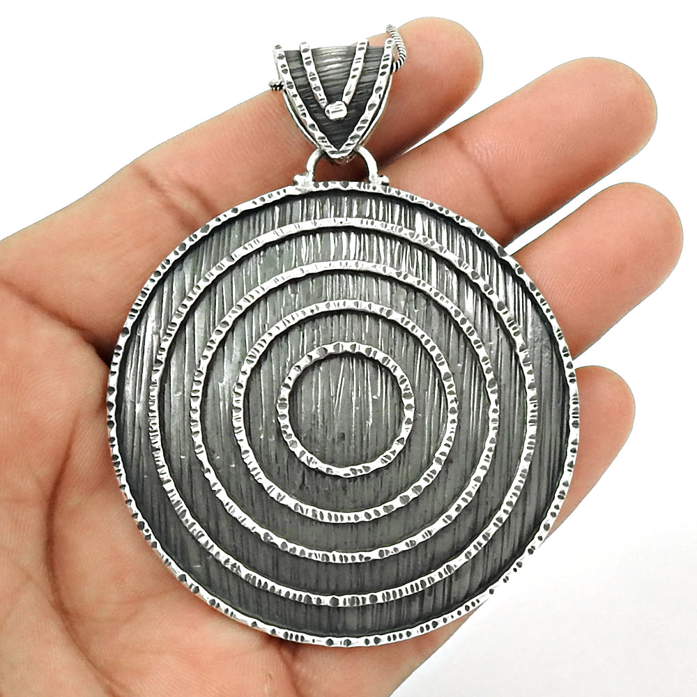 925 Sterling Silver Tribal Pendant Oxidized Handmade Jewelry