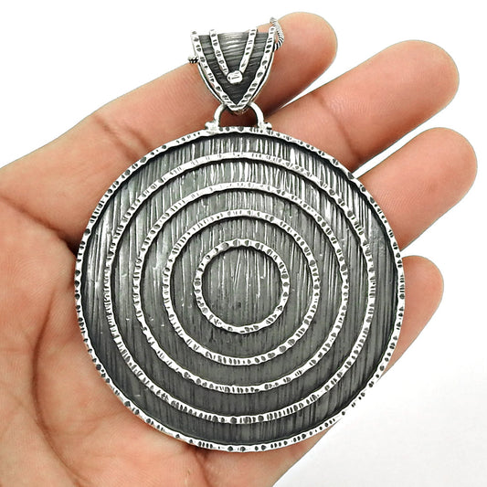 925 Sterling Silver Tribal Pendant Oxidized Handmade Jewelry