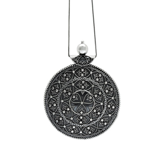 Antique Look Artisan Pendant 925 Sterling Silver Oxidized Jewelry