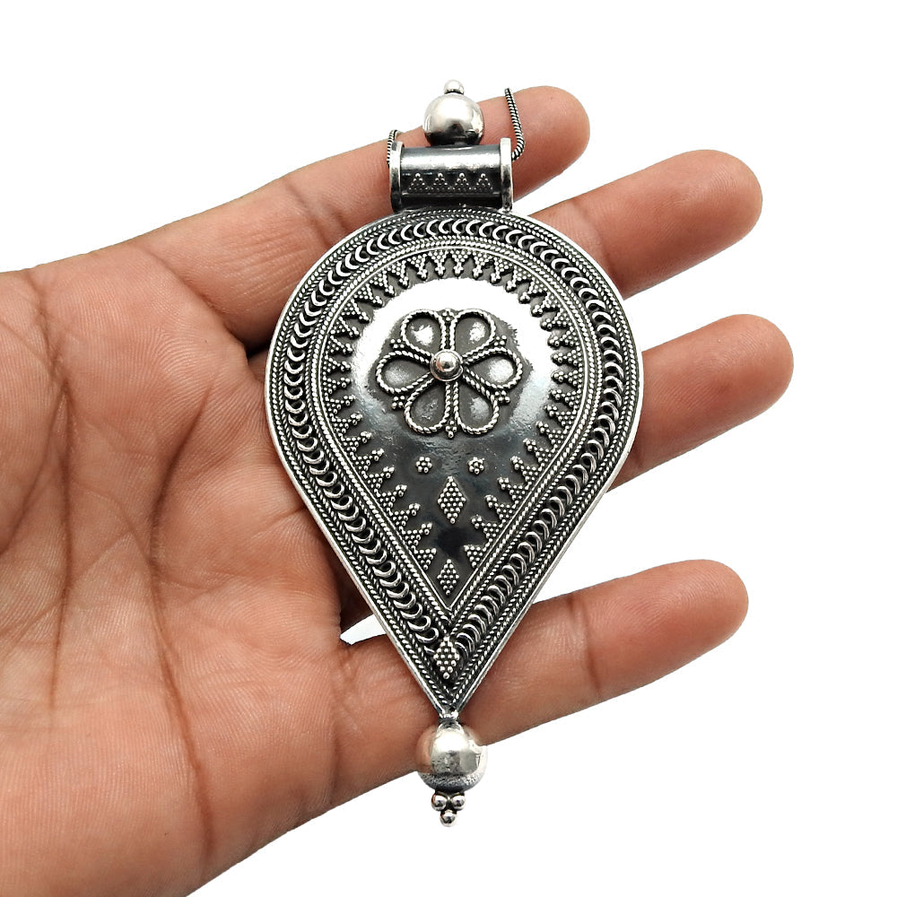 Minimalist Teardrop Pendant 925 Sterling Silver Oxidized Pendant