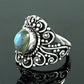Gift For Woman 925 Silver Natural Labradorite Cocktail Ring G4