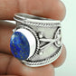 Gift For Her Natural Lapis Lazuli Solitaire Tribal Ring 925 Silver S59