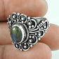 Gift For Woman 925 Silver Natural Labradorite Cocktail Ring G4