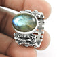 Natural Labradorite 925 Silver Solitaire Tribal Ring For Girls G72