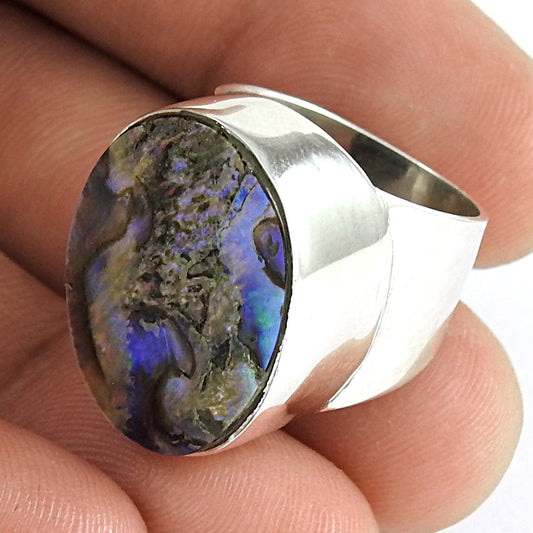Abalone Shell Gemstone Jewelry 925 Fine Sterling Silver Tribal Ring