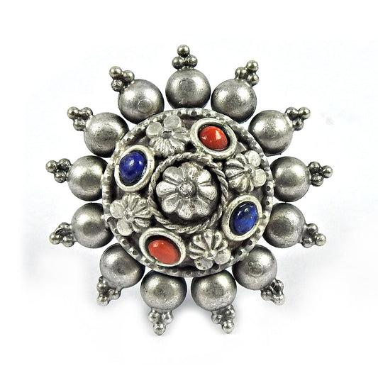 Gift Cocktail Adjustable Ring 925 Silver Wholesale Jewelry Natural Coral E10