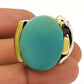 Natural Turquoise Gemstone Gold Plated 925 Silver Art Deco Ring