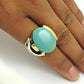 Natural Turquoise Gemstone Gold Plated 925 Silver Art Deco Ring