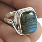 Natural Labradorite Gemstone Solitaire Bohemian Ring 925 Silver S72