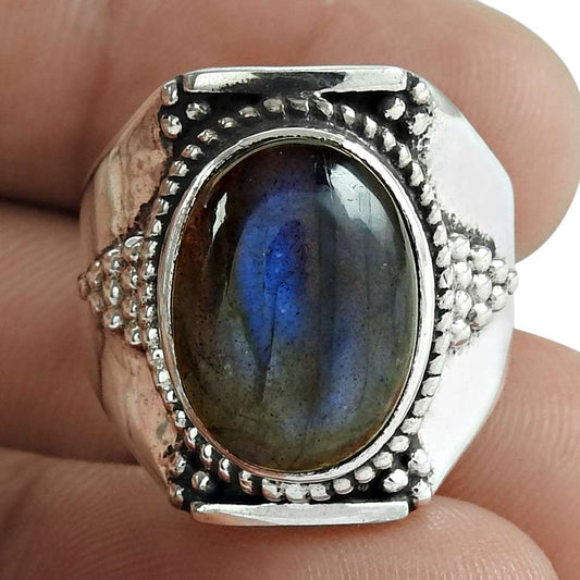 Natural Labradorite Gemstone Ring 925 Silver Wholesale Jewelry Y1