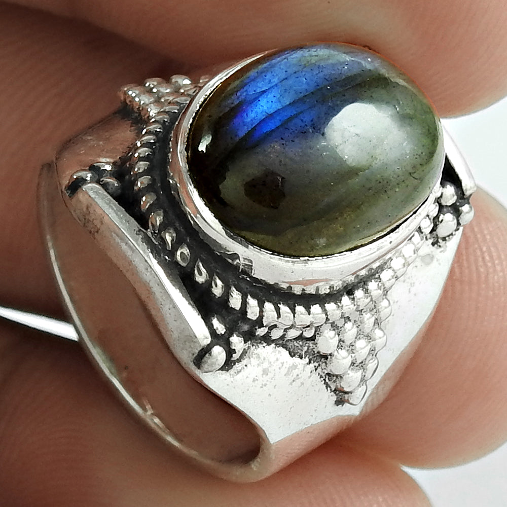 Natural Labradorite Gemstone Ring 925 Silver Wholesale Jewelry Y1