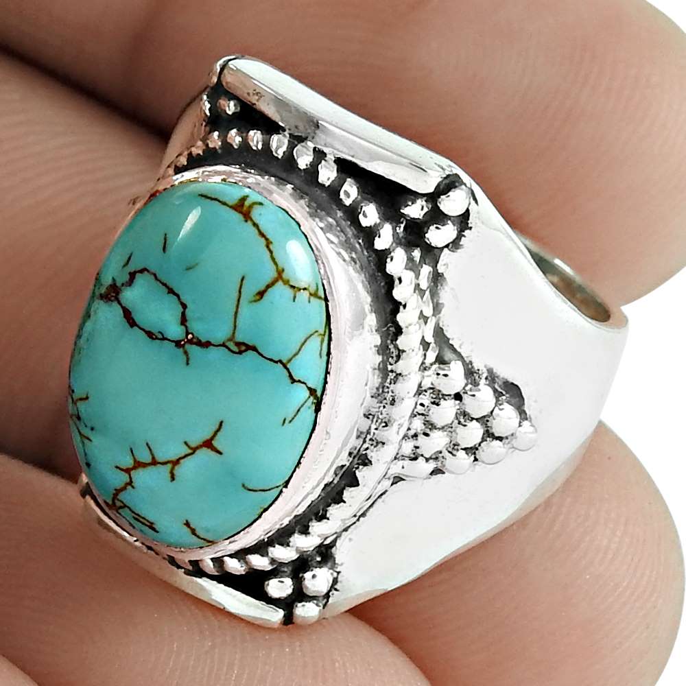 Turquoise Gemstone Sterling Silver Ethnic Boho Statement Artisan New Ring