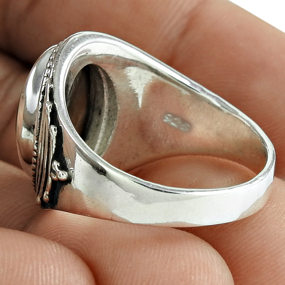 Natural Labradorite Gemstone 925 Silver Solitaire Boho Ring For Girls P8