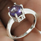 925 Sterling Silver Natural Amethyst Gemstone Solitaire Ring For Women