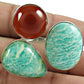 Solid 925 Sterling Silver Natural Amazonite Carnelian Statement Ring
