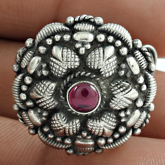 Pink Ruby Gemstone 925 Sterling Silver Statement Adjustable Ring