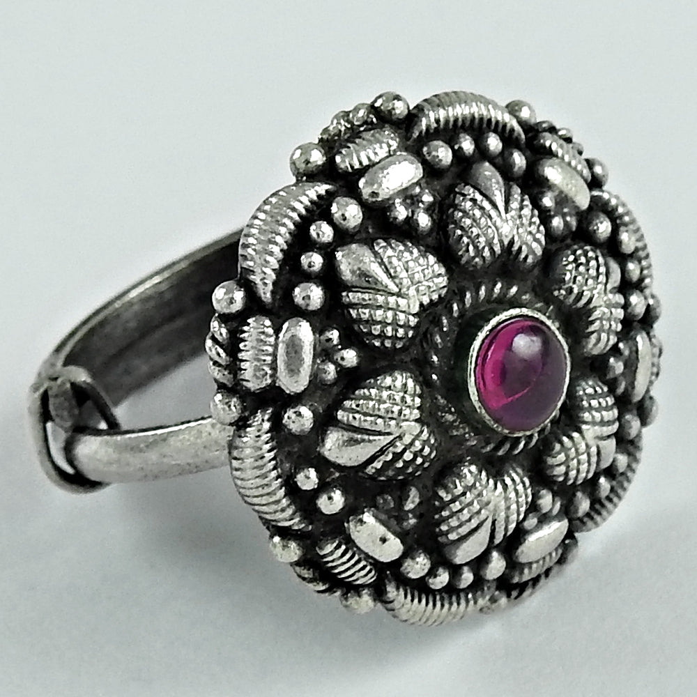 Pink Ruby Gemstone 925 Sterling Silver Statement Adjustable Ring