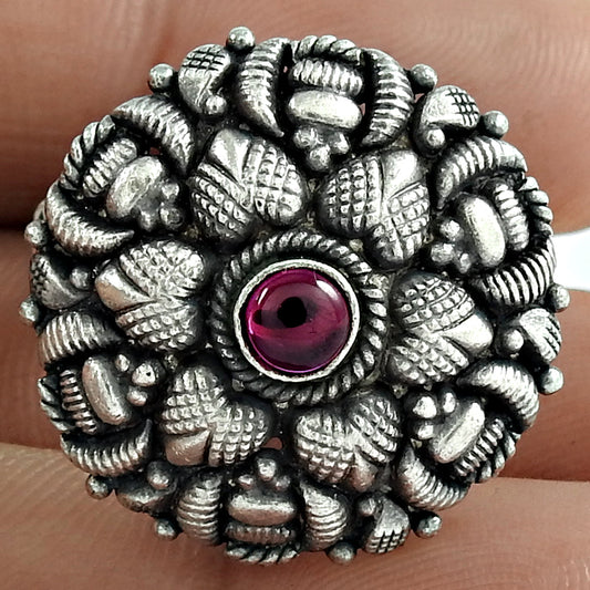 Ruby Gemstone Solid 925 Silver Trendy Adjustable Ring Gift For Her