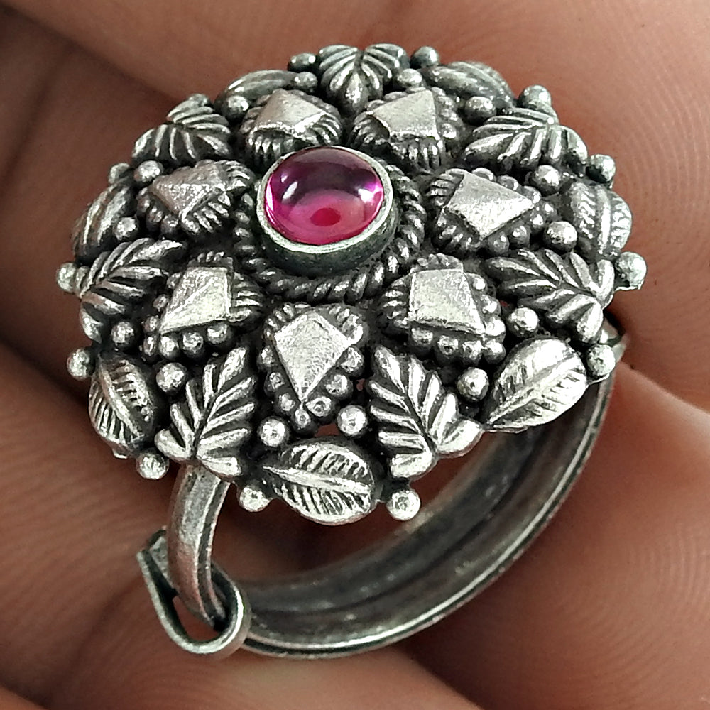 Adjustable Ring Ruby Gemstone 925 Silver Trendy Handmade Jewelry