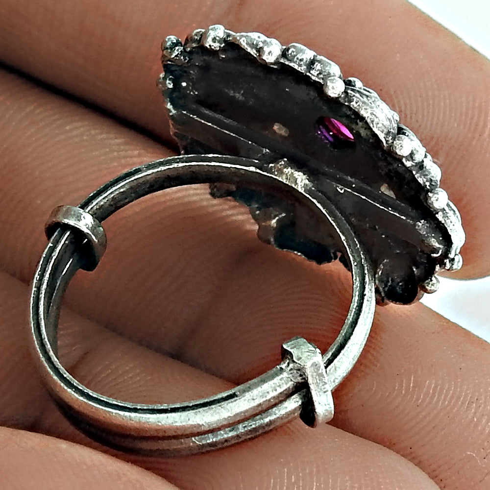 Adjustable Ring Ruby Gemstone 925 Silver Trendy Handmade Jewelry