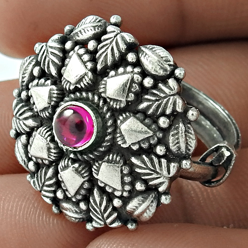Adjustable Ring Ruby Gemstone 925 Silver Trendy Handmade Jewelry