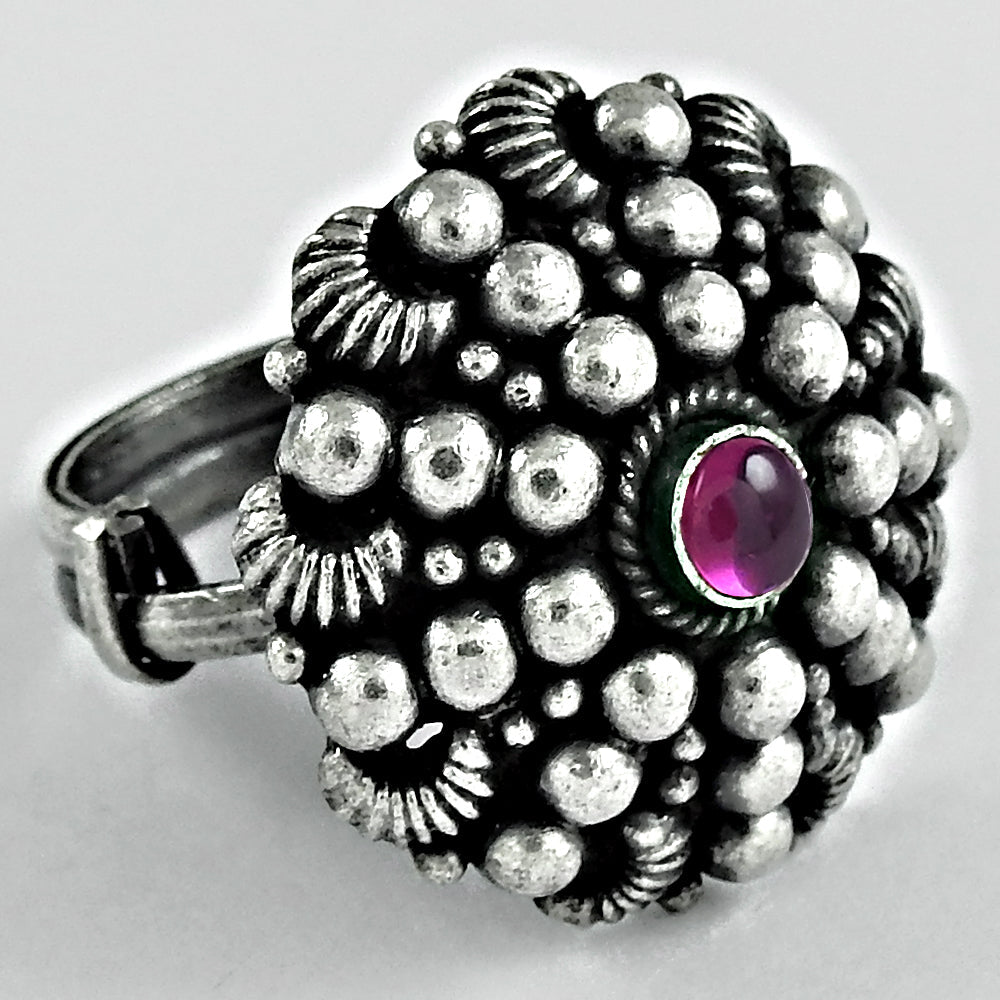 Trendy Adjustable Ring Pink Ruby Gemstone Solid 925 Silver Jewelry