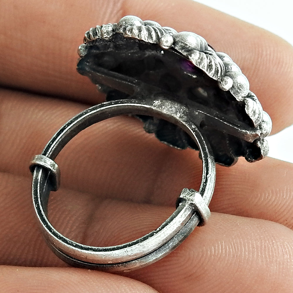 Trendy Adjustable Ring Pink Ruby Gemstone Solid 925 Silver Jewelry
