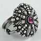 Pink Ruby Gemstone 925 Sterling Silver Trendy Adjustable Ring