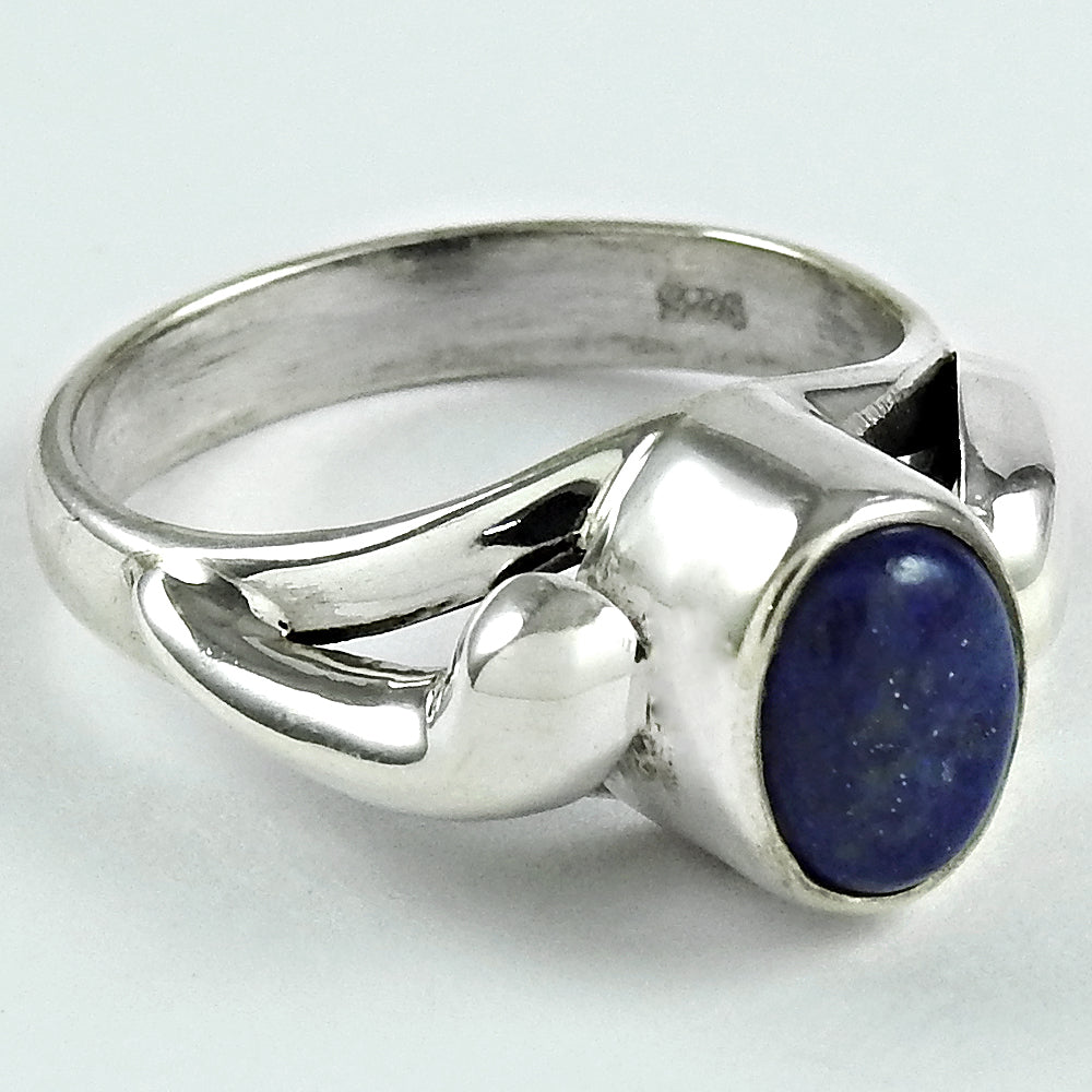 Natural Lapis Lazuli Gemstone Cocktail Tribal Blue Ring 925 Silver Q1