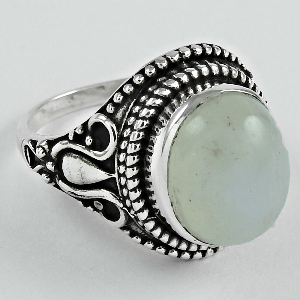 Sterling Silver Oval Natural Rainbow Moonstone Wife Tribal Statement Ring