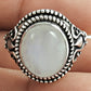 Sterling Silver Oval Natural Rainbow Moonstone Wife Tribal Statement Ring