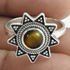 Tiger Eye Gemstone Sterling Silver Statement Vintage Sacral Chakra Ring