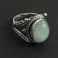 Natural Rainbow Moonstone Cocktail Vintage Ring 925 Silver K8