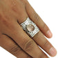 Gift For Woman 925 Silver Natural Rose Quartz Statement Ethnic Ring U9
