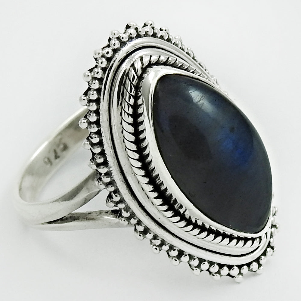 Labradorite Stone Statement Vintage Bezel New Cocktail Ring Sterling Silver