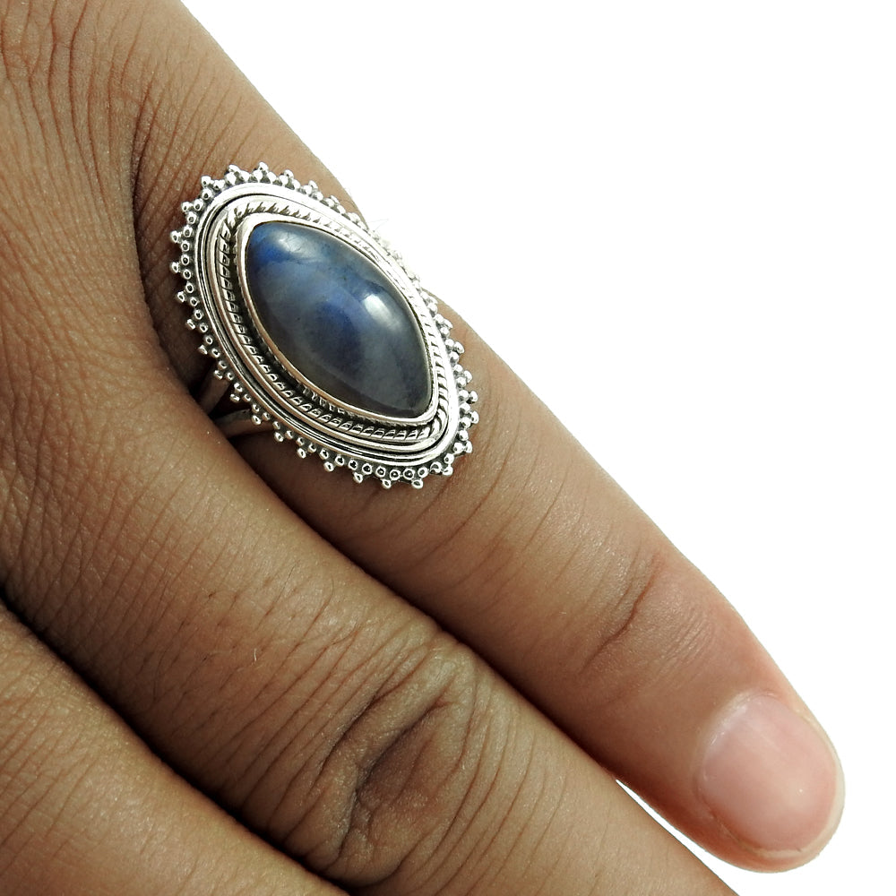 Labradorite Stone Statement Vintage Bezel New Cocktail Ring Sterling Silver