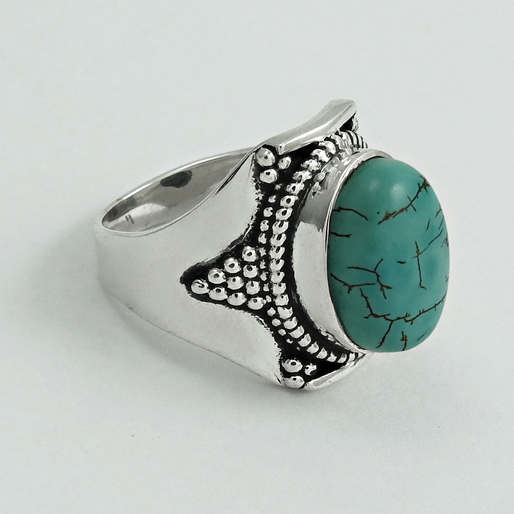 Turquoise Gemstone Sterling Silver Ethnic Boho Statement Artisan New Ring