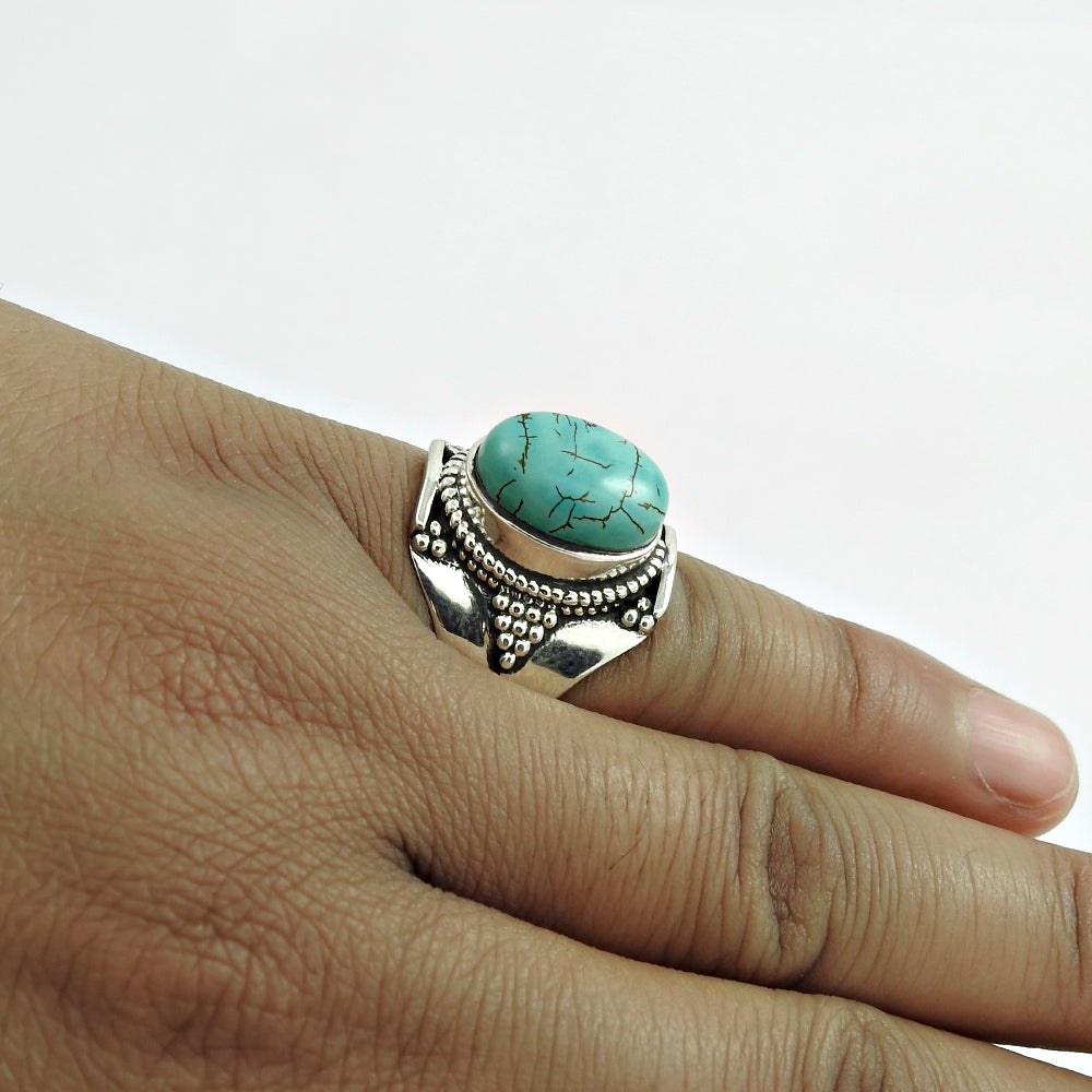 Turquoise Gemstone Sterling Silver Ethnic Boho Statement Artisan New Ring