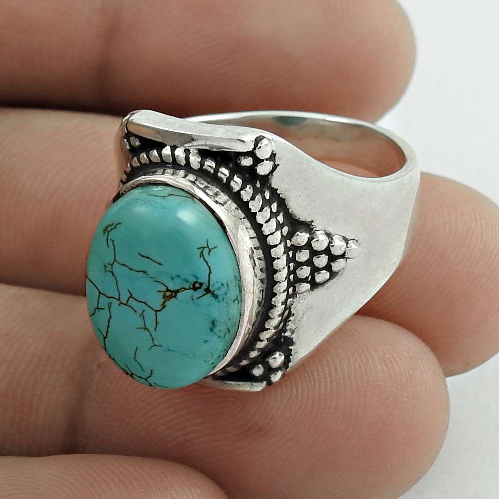Turquoise Gemstone Sterling Silver Ethnic Boho Statement Artisan New Ring