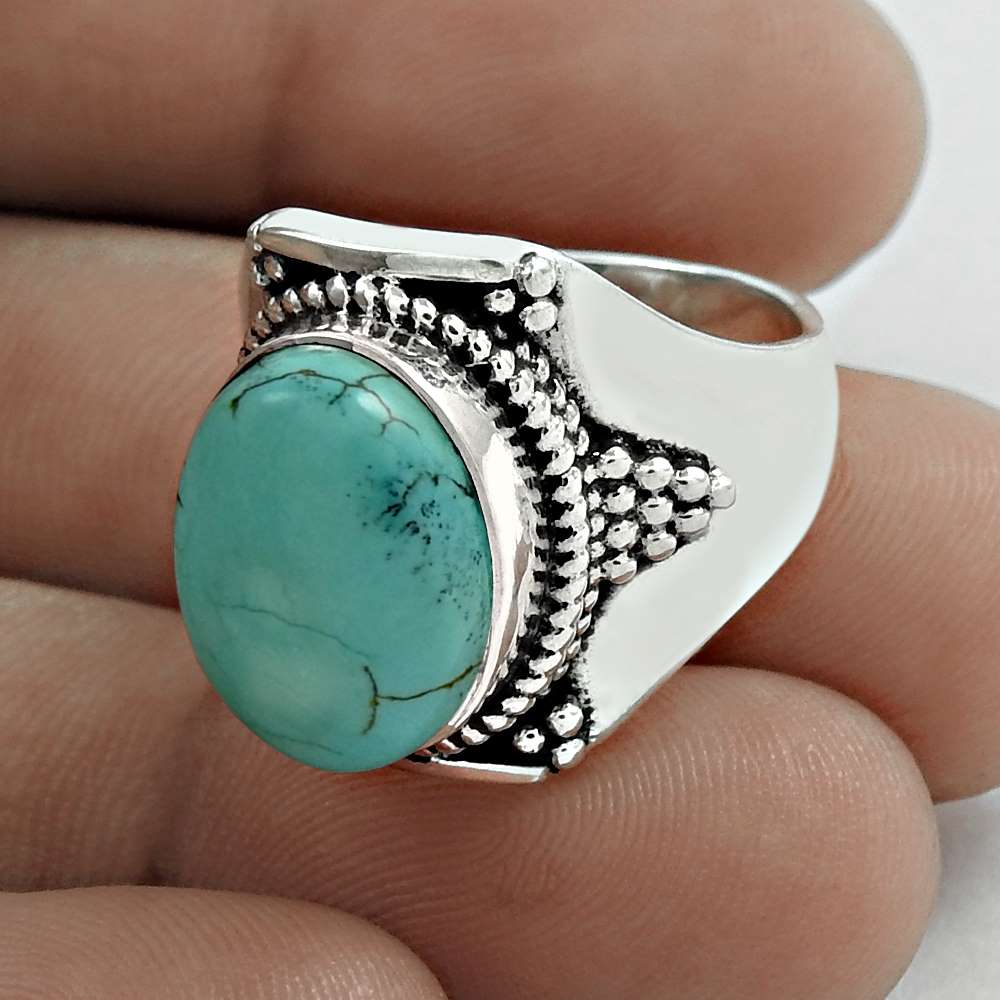 Turquoise Gemstone Sterling Silver Ethnic Boho Statement Artisan New Ring