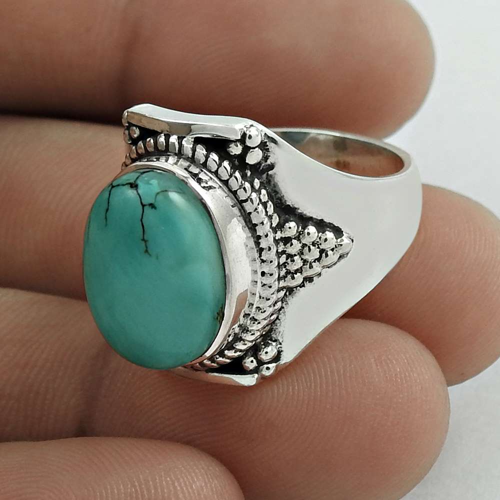 Turquoise Gemstone Sterling Silver Ethnic Boho Statement Artisan New Ring