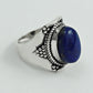 Gift For Her Natural Lapis Lazuli Statement Bohemian Ring 925 Silver U96