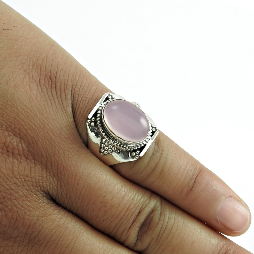 Gift For Woman Natural Rose Quartz Ring 925 Silver Wholesale Jewelry F4